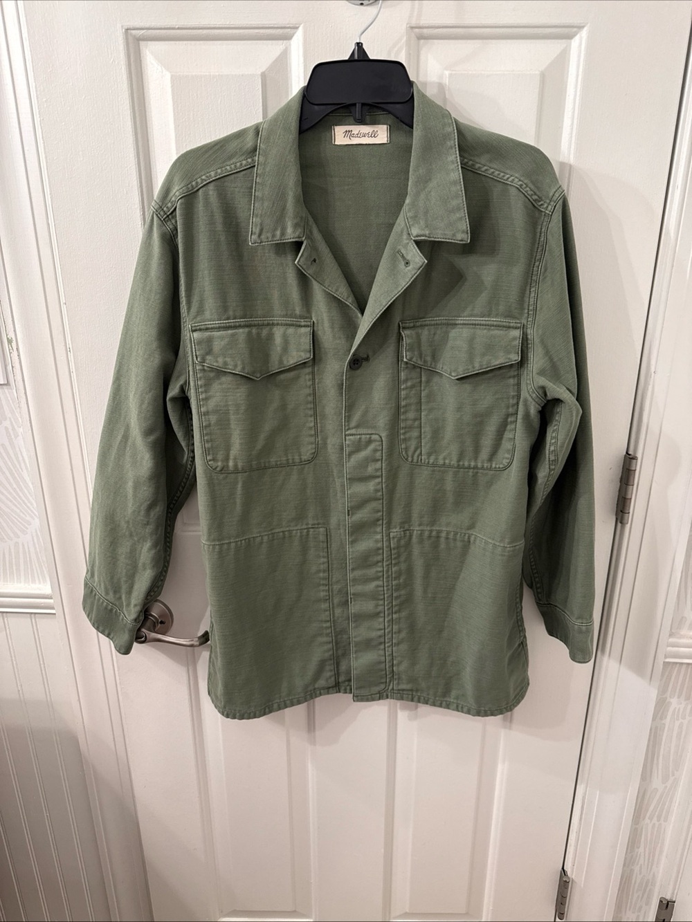 Madewell Military Shirt Jacket in Olive M Oversized